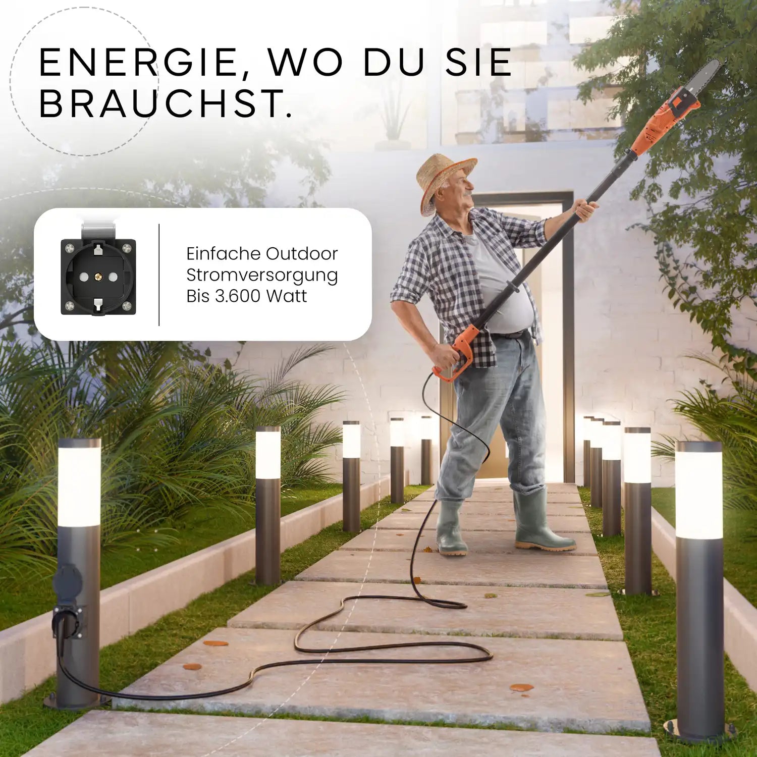 Wegeleuchte PAVO mit Steckdose