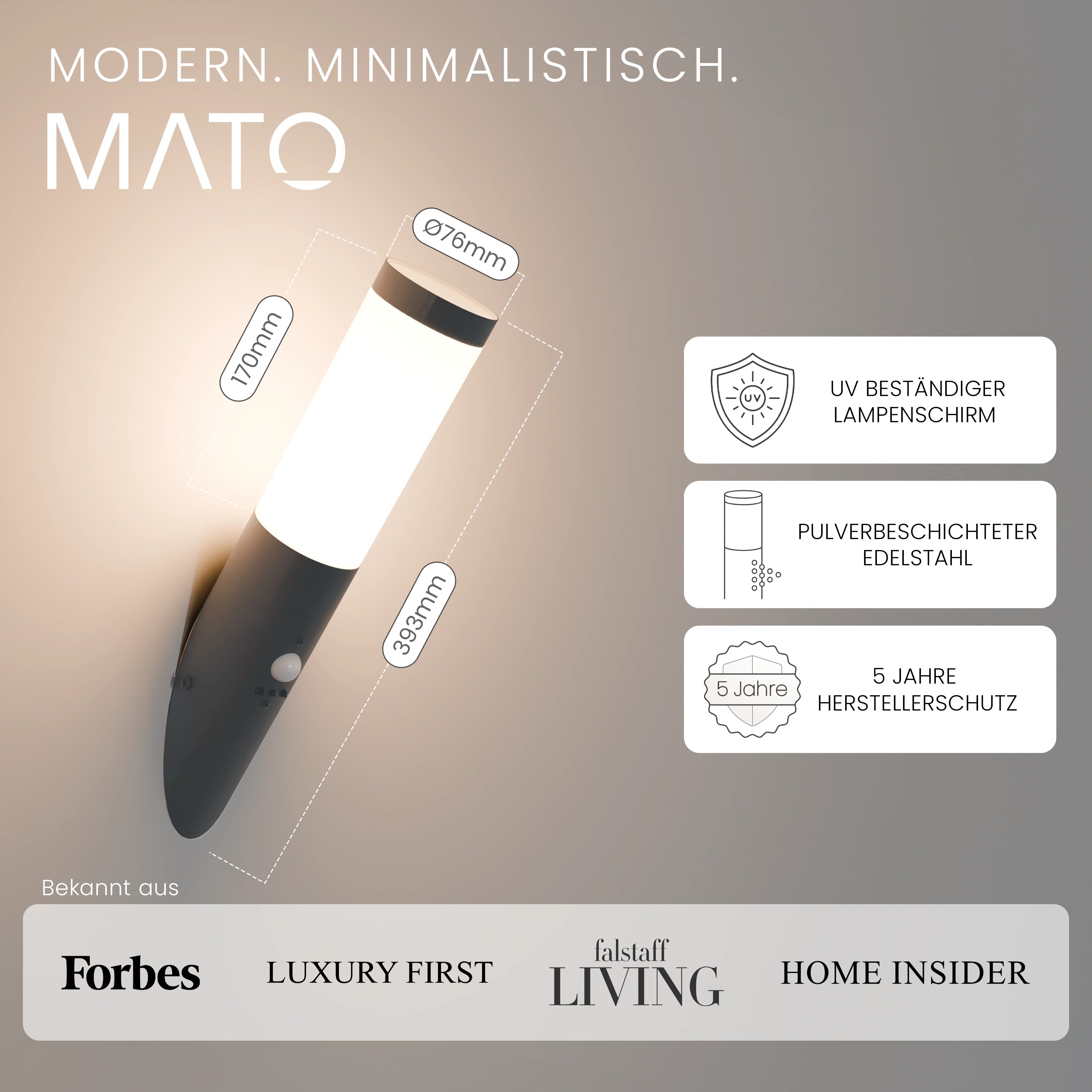 Wandleuchte WAVO mit Sensor