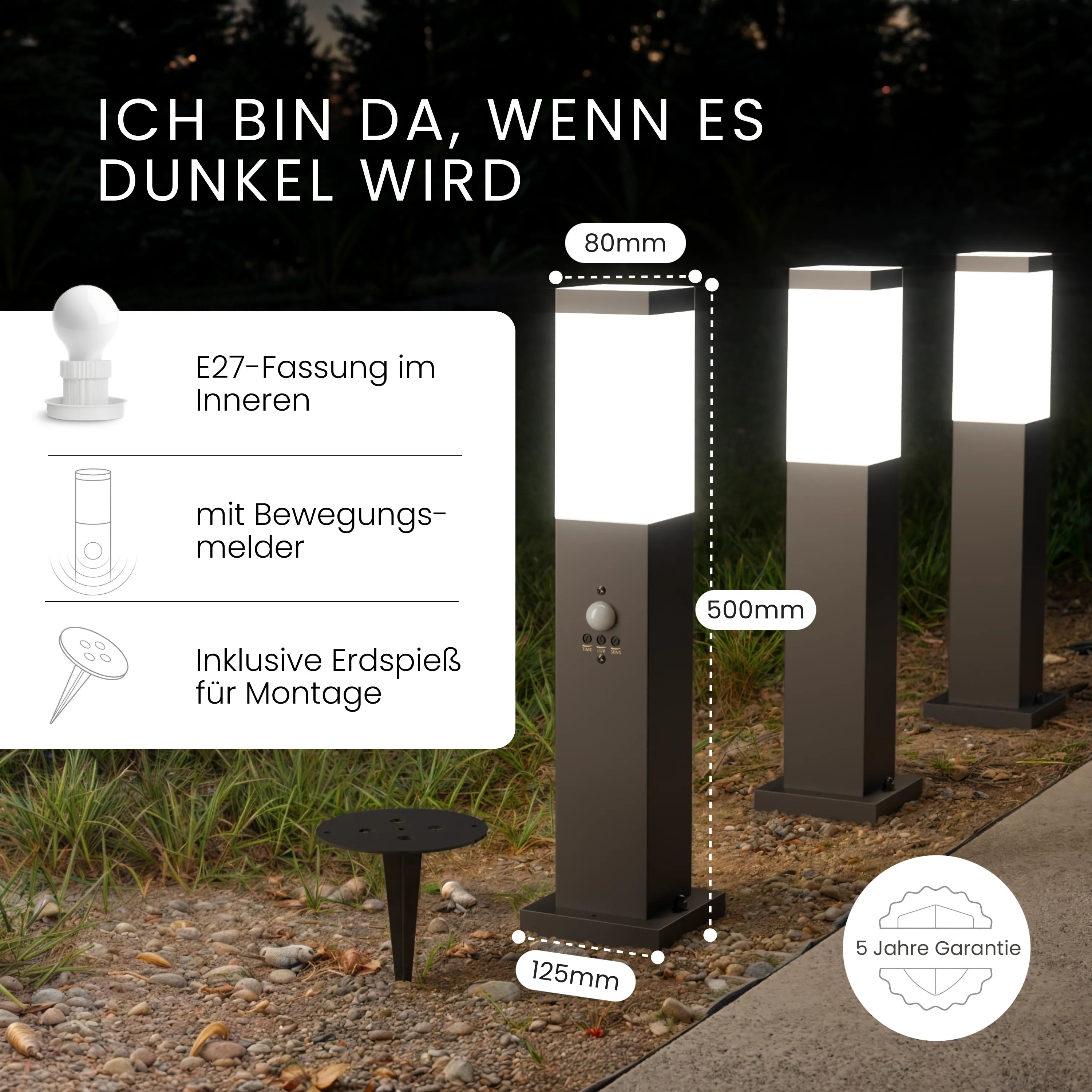 Wegeleuchte TAVO mit Sensor