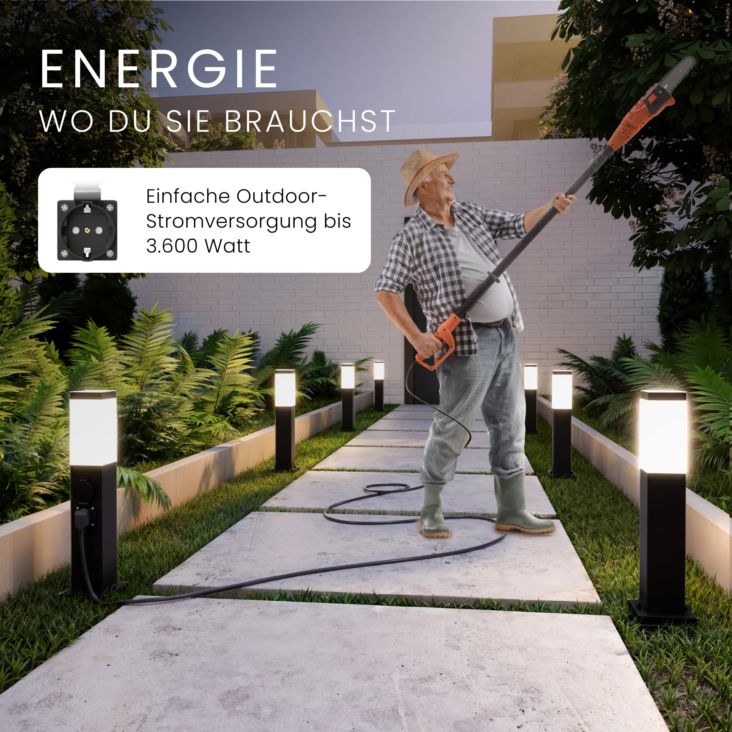 Wegeleuchte TAVO mit Steckdose