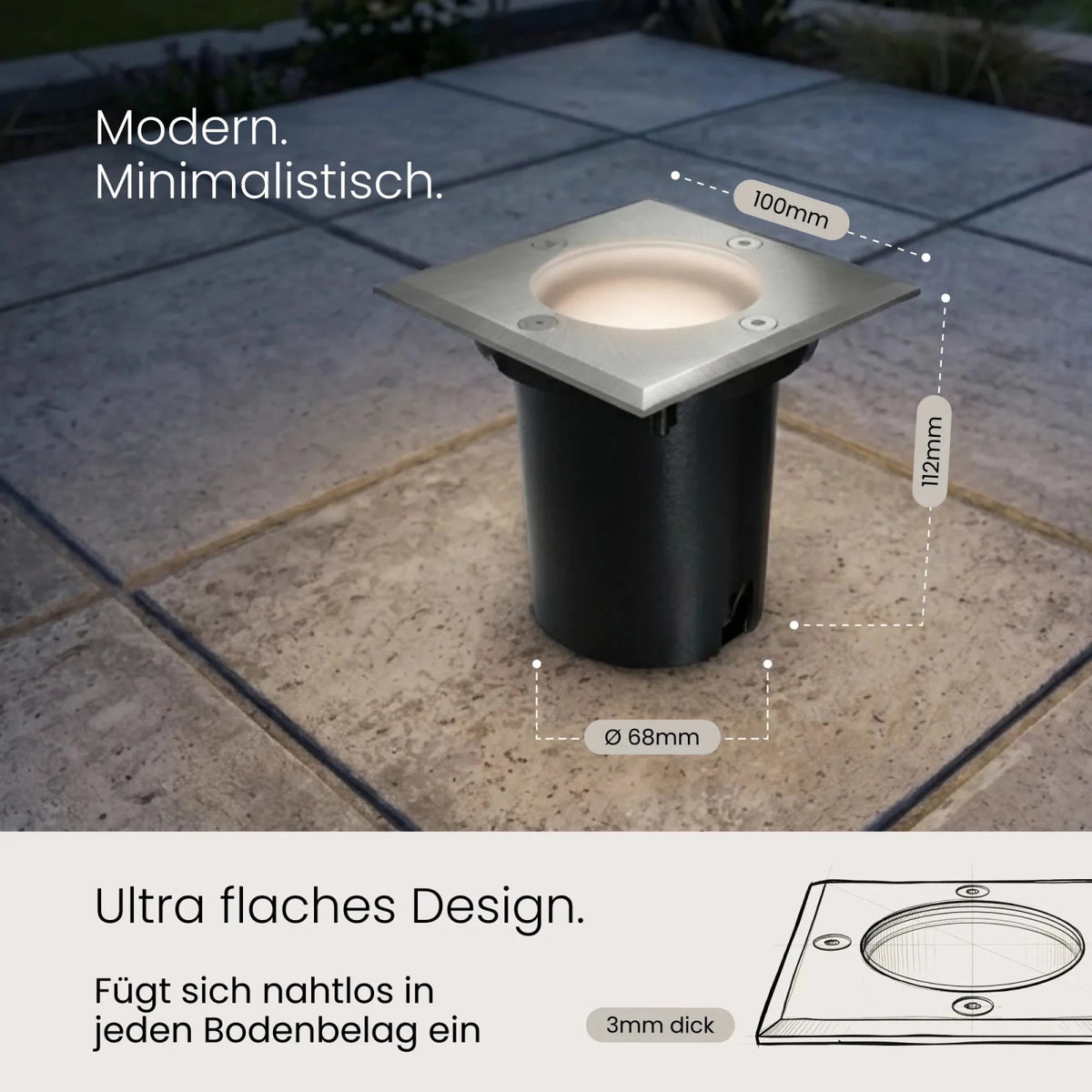 Bodeneinbaustrahler TERRA Abdeckung, Eckig - MATO