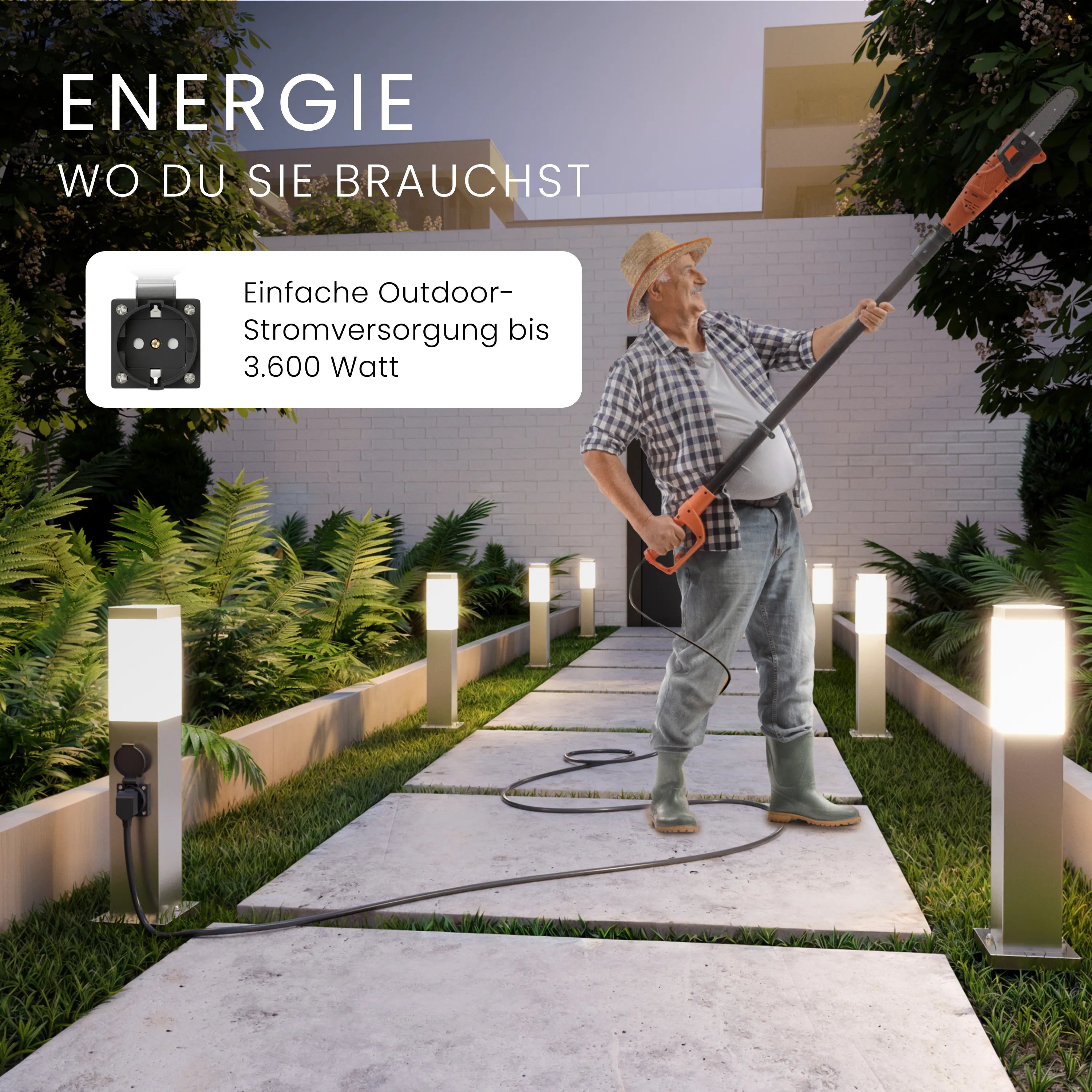 Wegeleuchte TAVO mit Steckdose