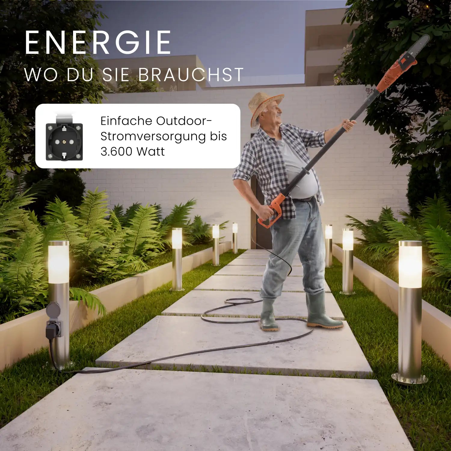 Wegeleuchte PAVO mit Steckdose