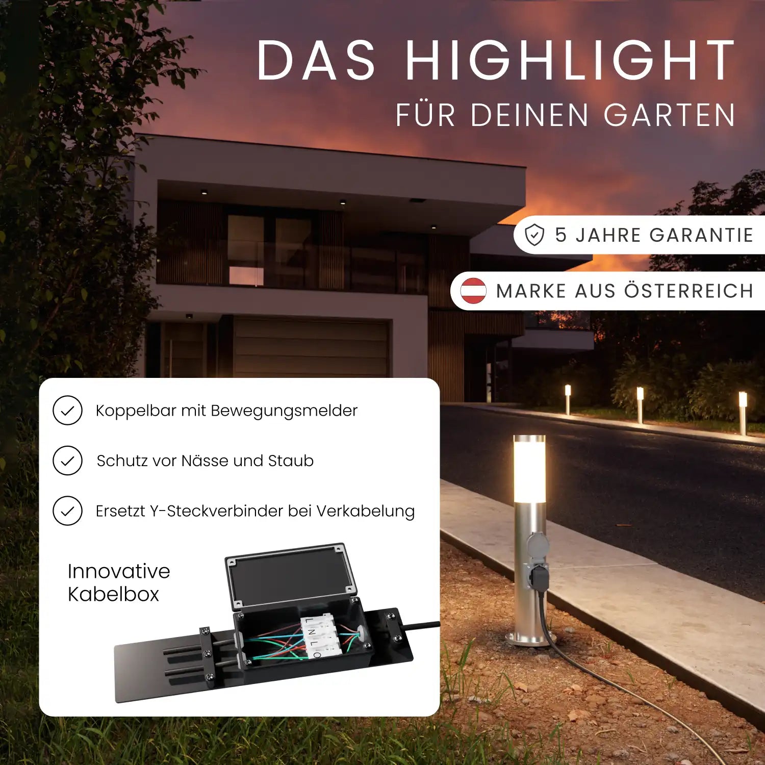 Wegeleuchte PAVO mit Steckdose