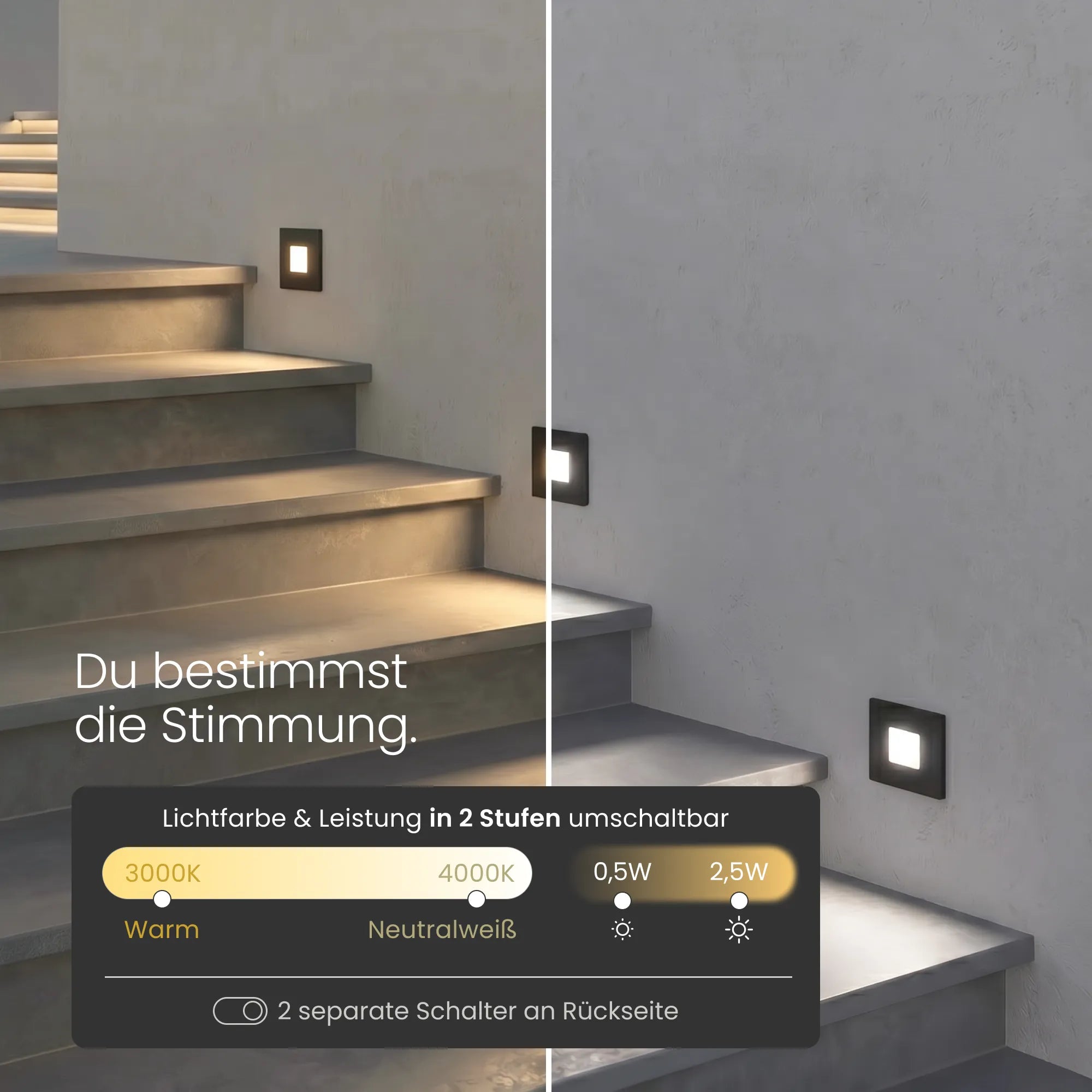 Treppenleuchte MODU, eckig