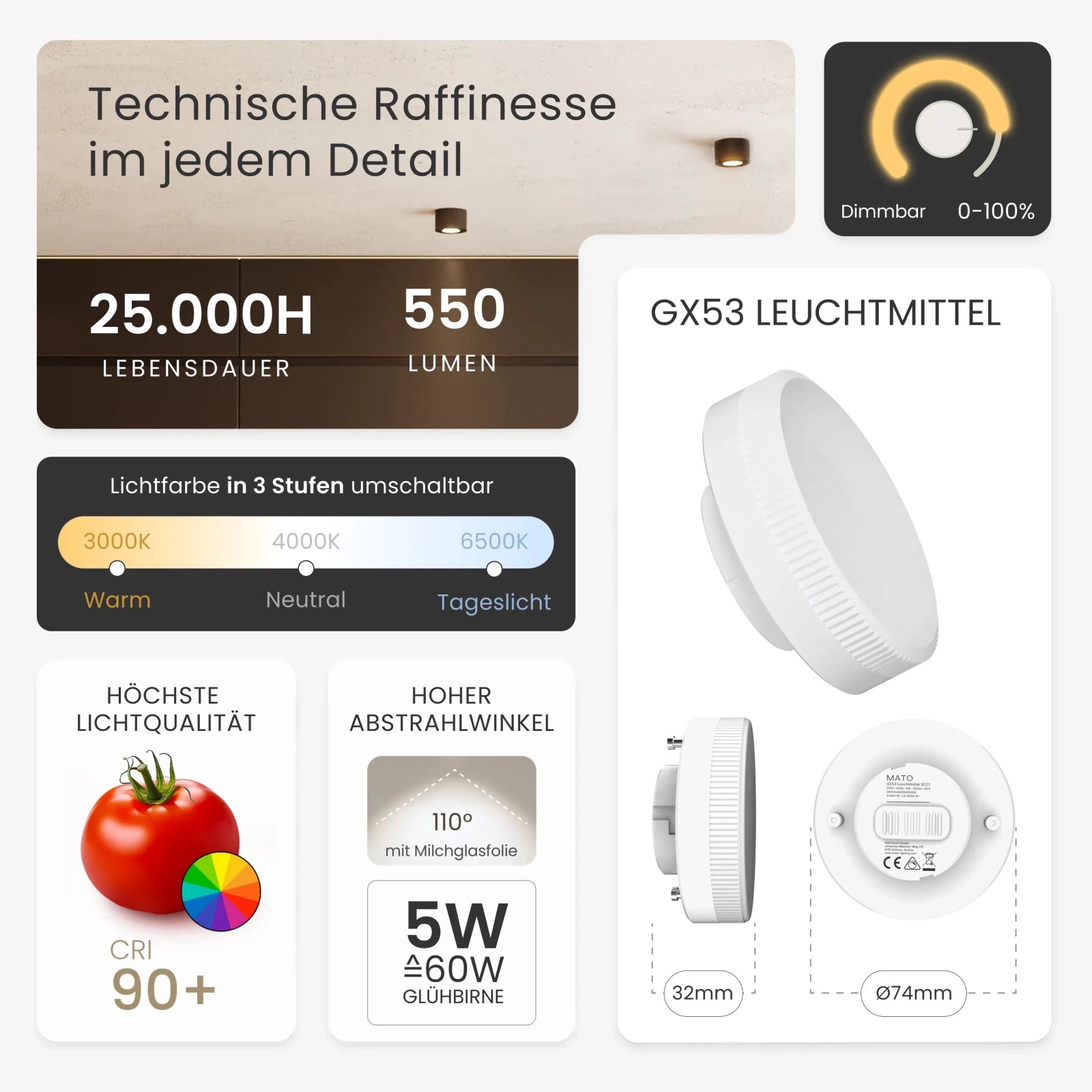 Aufbauspot VARA, GX53 - MATO