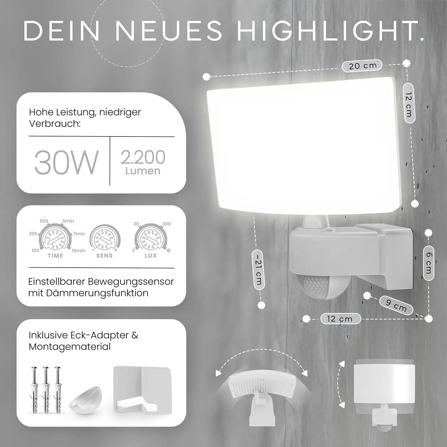 Wandleuchte LUMAX mit Sensor