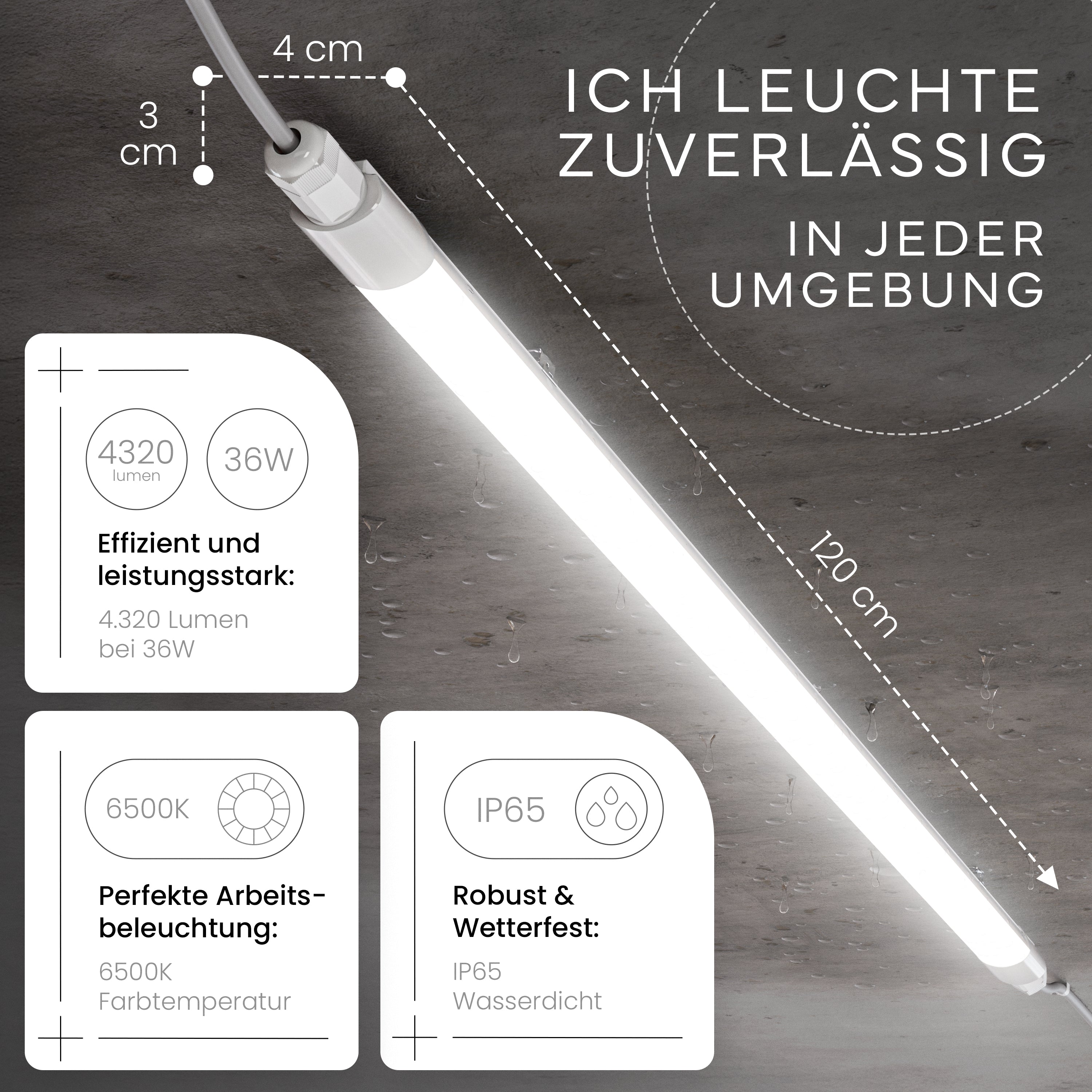 LED Feuchtraumleuchte SLIM, 120cm