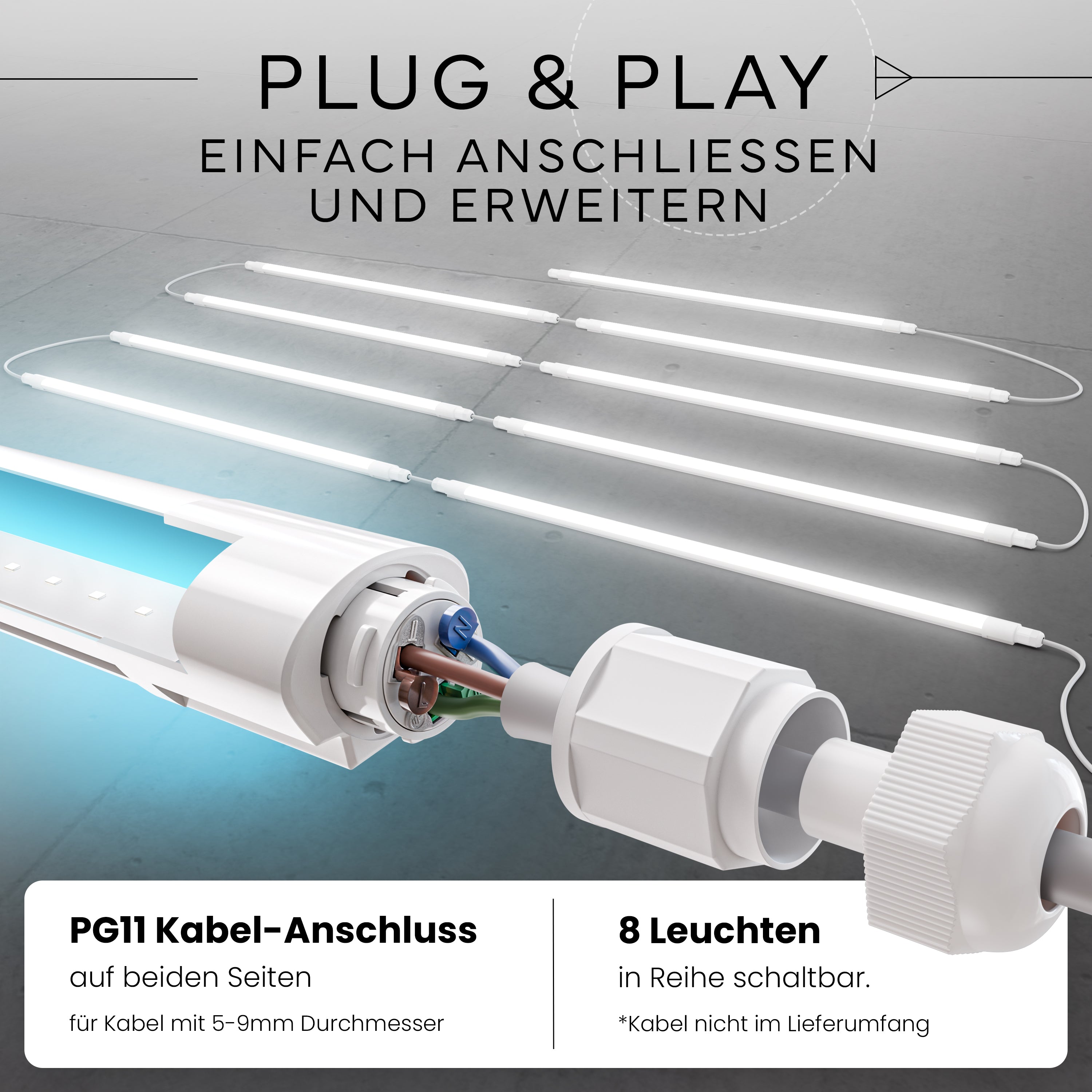 LED Feuchtraumleuchte SLIM, 150cm