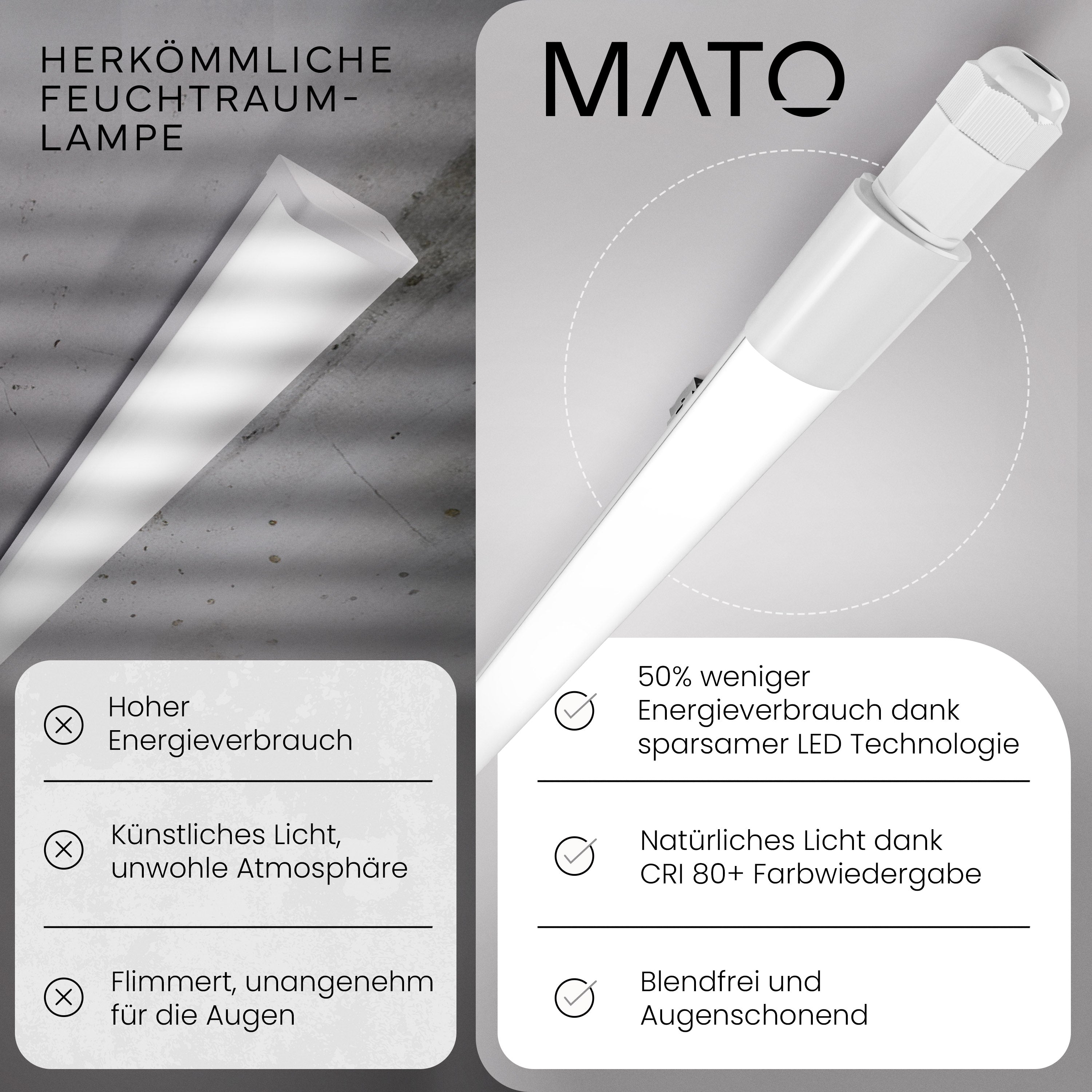 LED Feuchtraumleuchte SLIM, 150cm