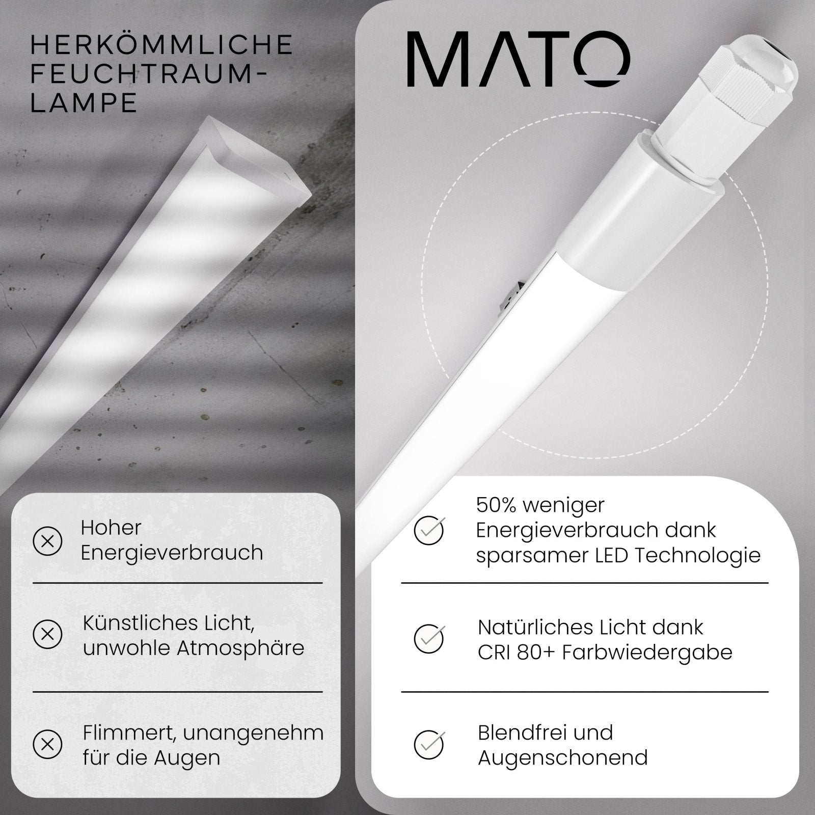 LED Feuchtraumleuchte SLIM, 150cm - MATO