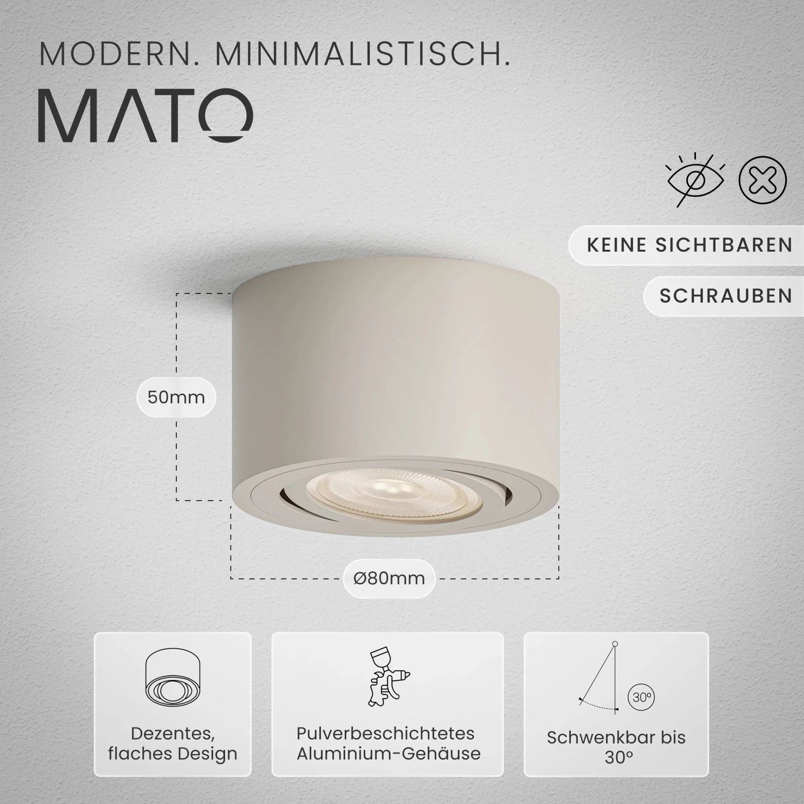 Aufbauspot OVA, ohne Leuchtmittel - MATO