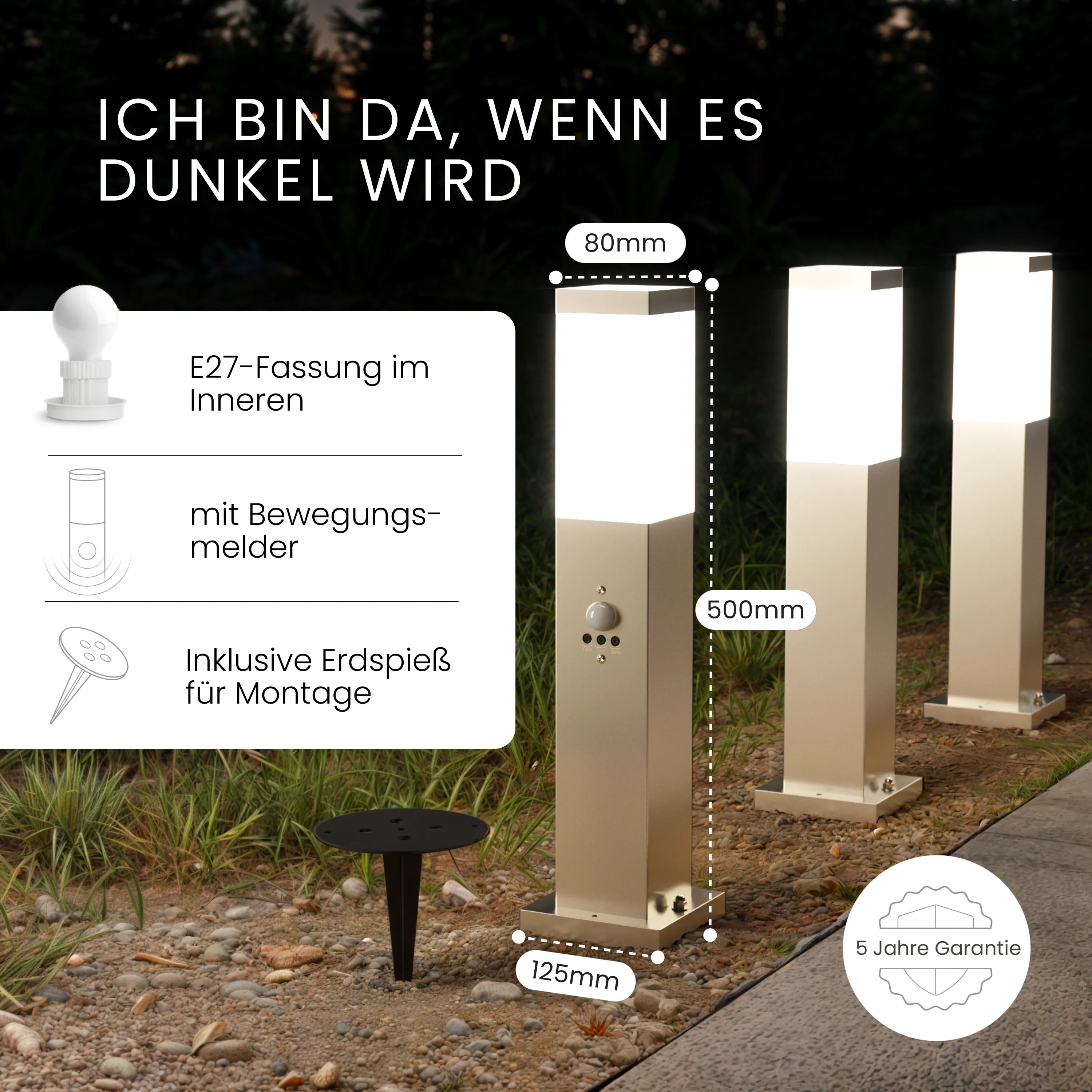 Wegeleuchte TAVO mit Sensor
