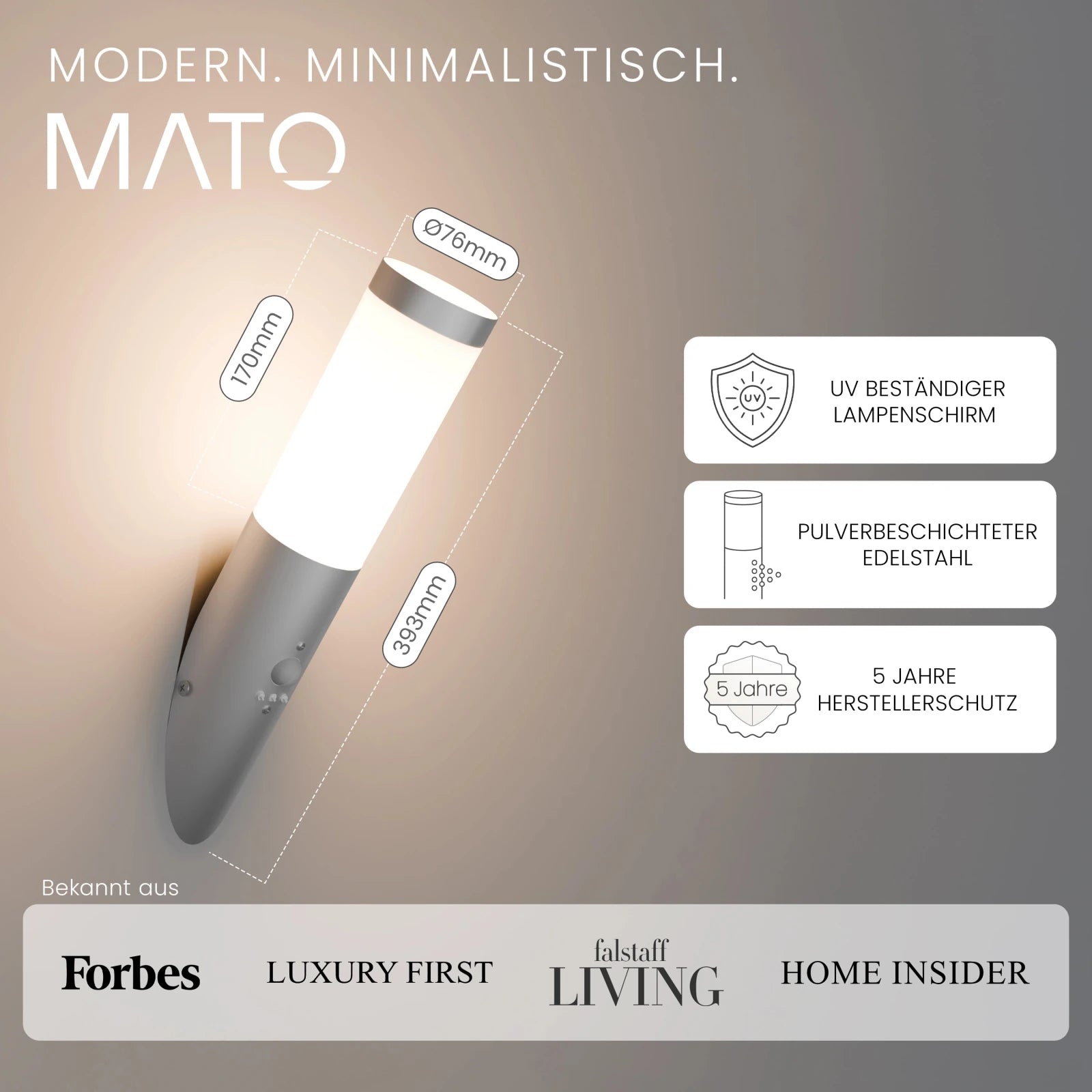 Wandleuchte WAVO mit Sensor - MATO