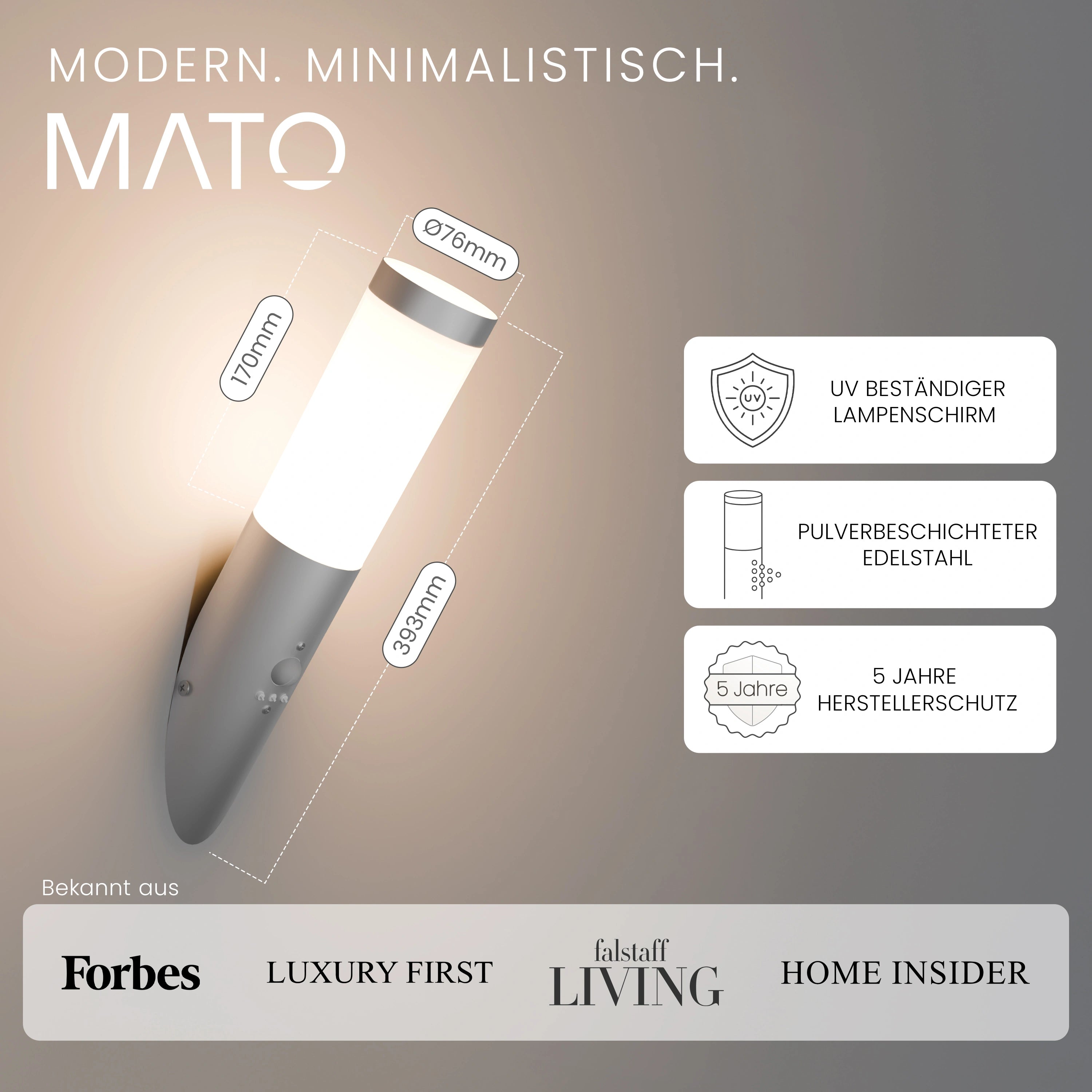 Wandleuchte WAVO mit Sensor