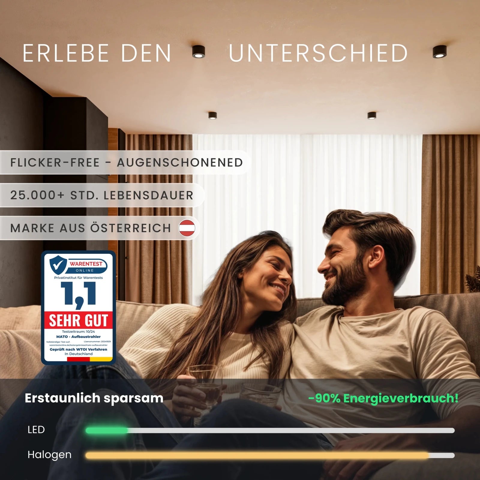 MATO LED Aufbauspots Schwarz – 6 Stück, Schwenkbar, Extra Flach (5W, 3000K Warmweiß) | Für Decken, Akzentbeleuchtung
