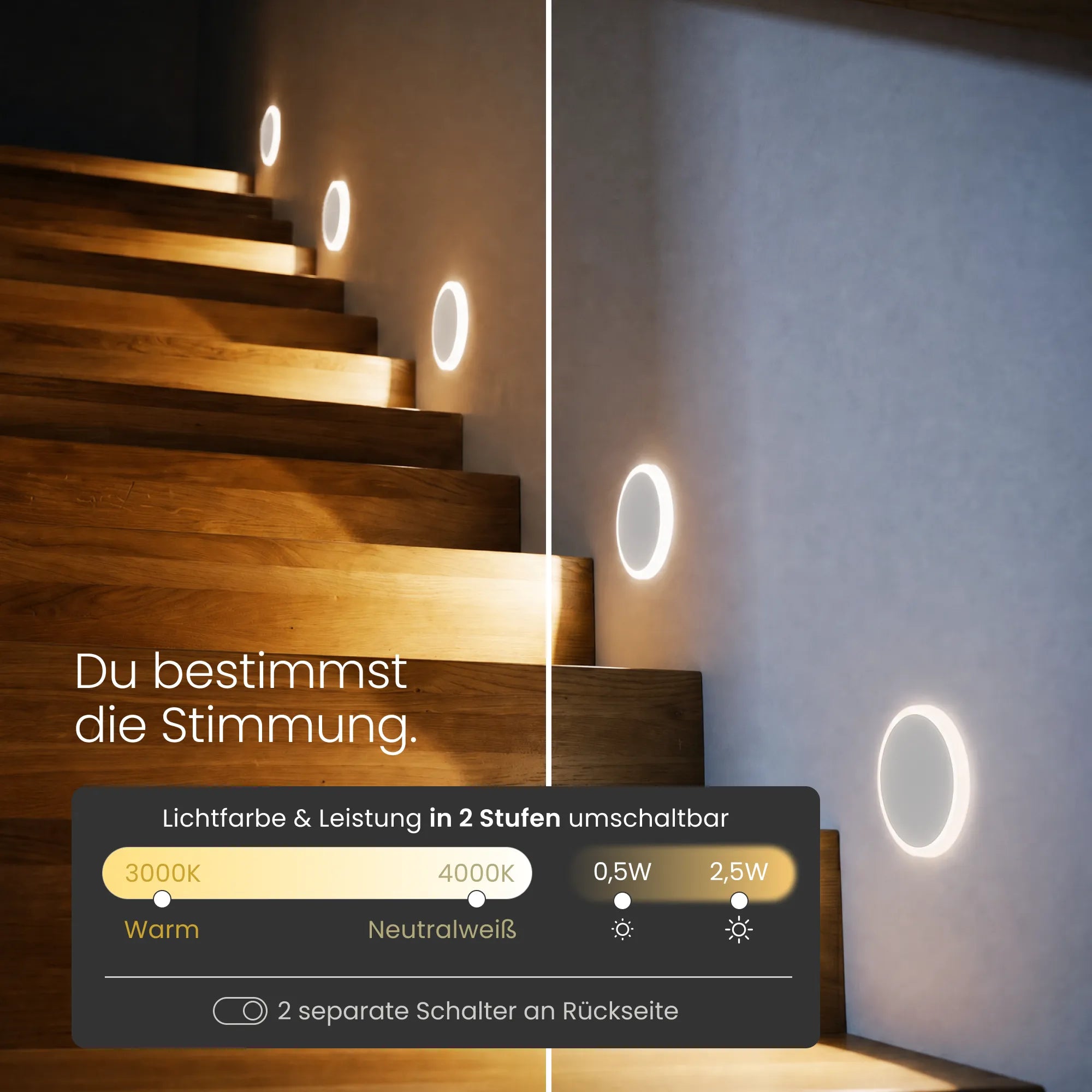 Treppenleuchte MODU, rund indirekt